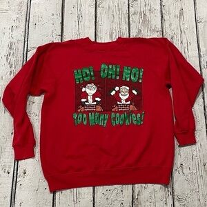 Vintage Ho Ho Santa Claus 1990s Ugly Sweater Party Xmas Crewneck Sweatshirt